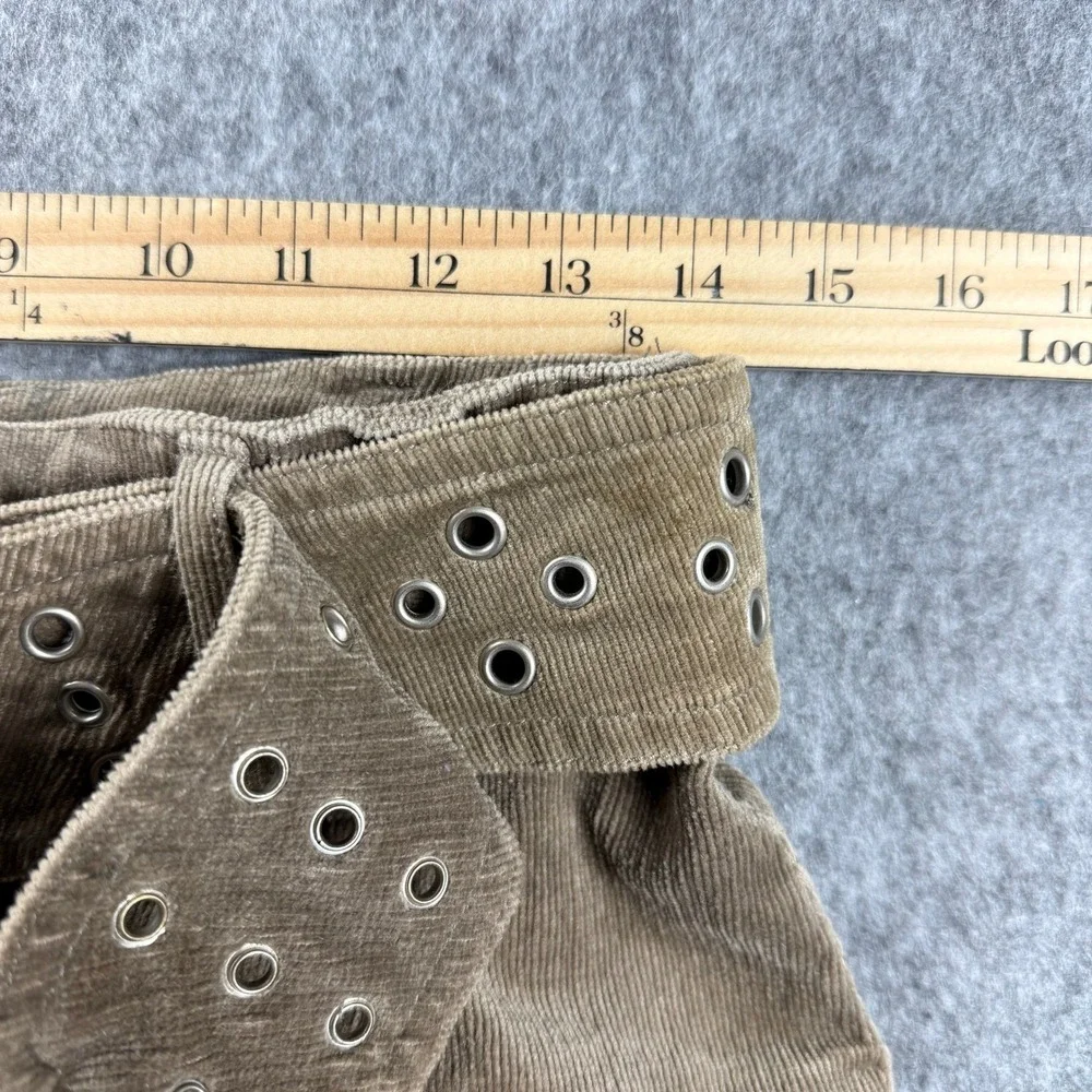 Vanilla Star Women's Skirt 9 Tan Brown Corduroy Pencil Skirt‎ w Grommet Belt Y2K